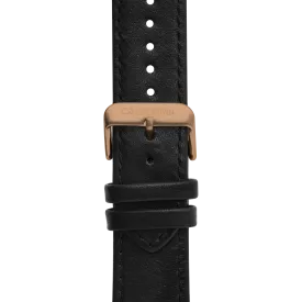 22mm Leather Black Rose Gold