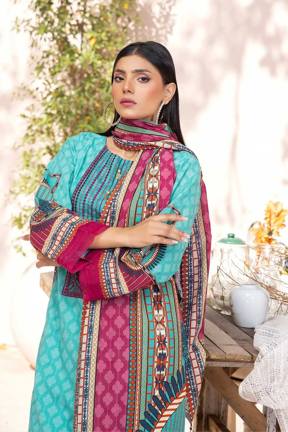 3 Pcs Unstitched Emb Khaddar Suit KKE-2215