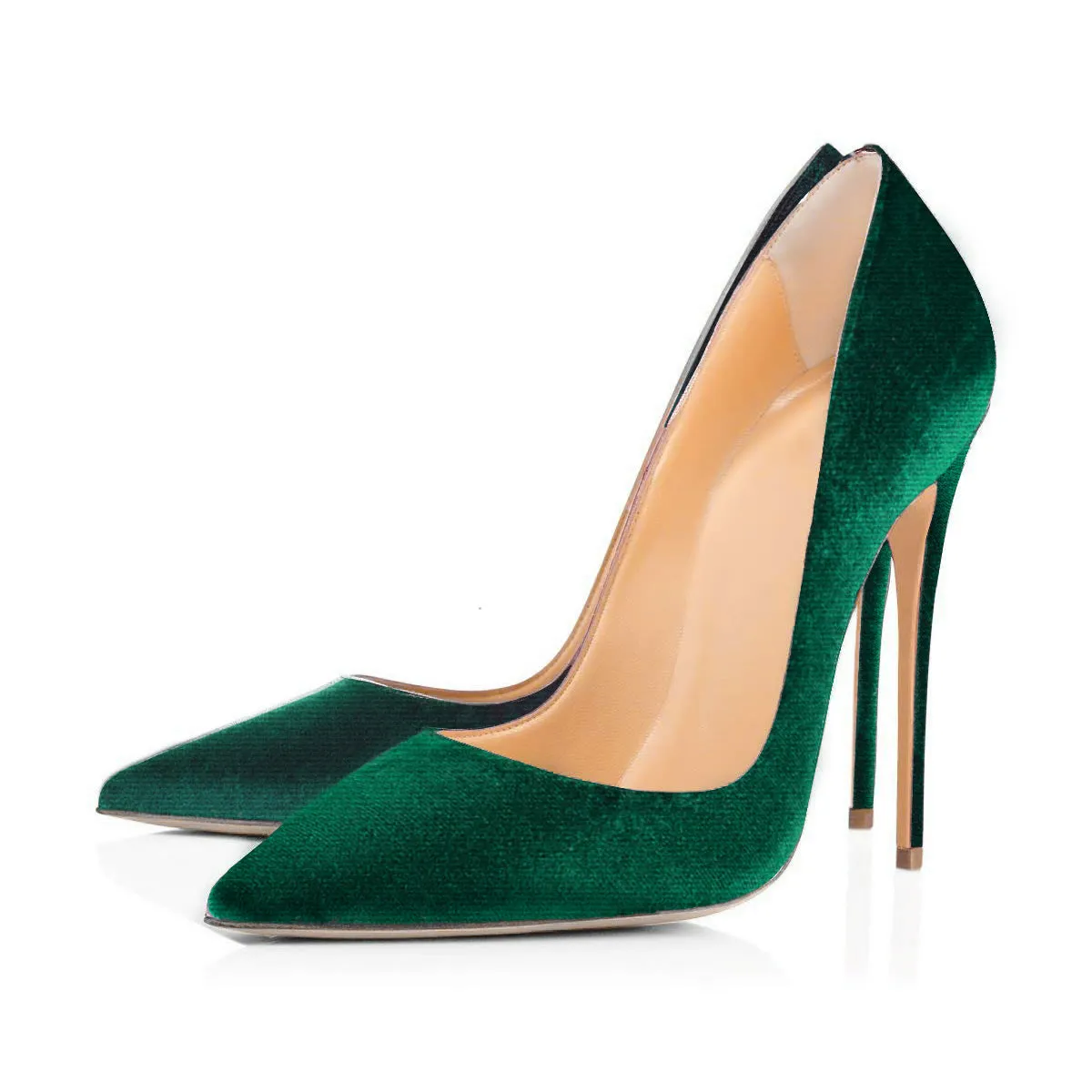 8cm 10cm 12cm Retro Green Classic Satin Stilettos