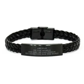 Abuelo Gift. Birthday Meaningful Gifts for Abuelo, To me You are the World. Standout Appreciation Gifts, Braided Leather Bracelet for Abuelo