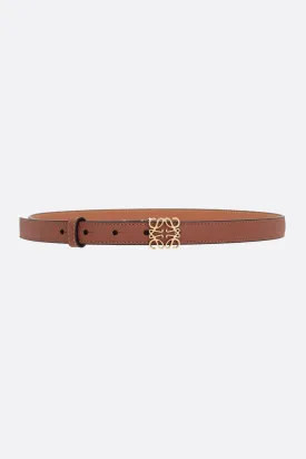 Anagram pebble grain leather thin belt