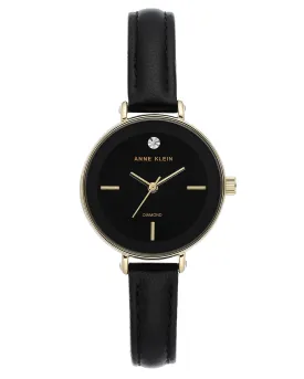 Anne Klein Black Dial Black Leather Ladies Watch AK/3508BKBK