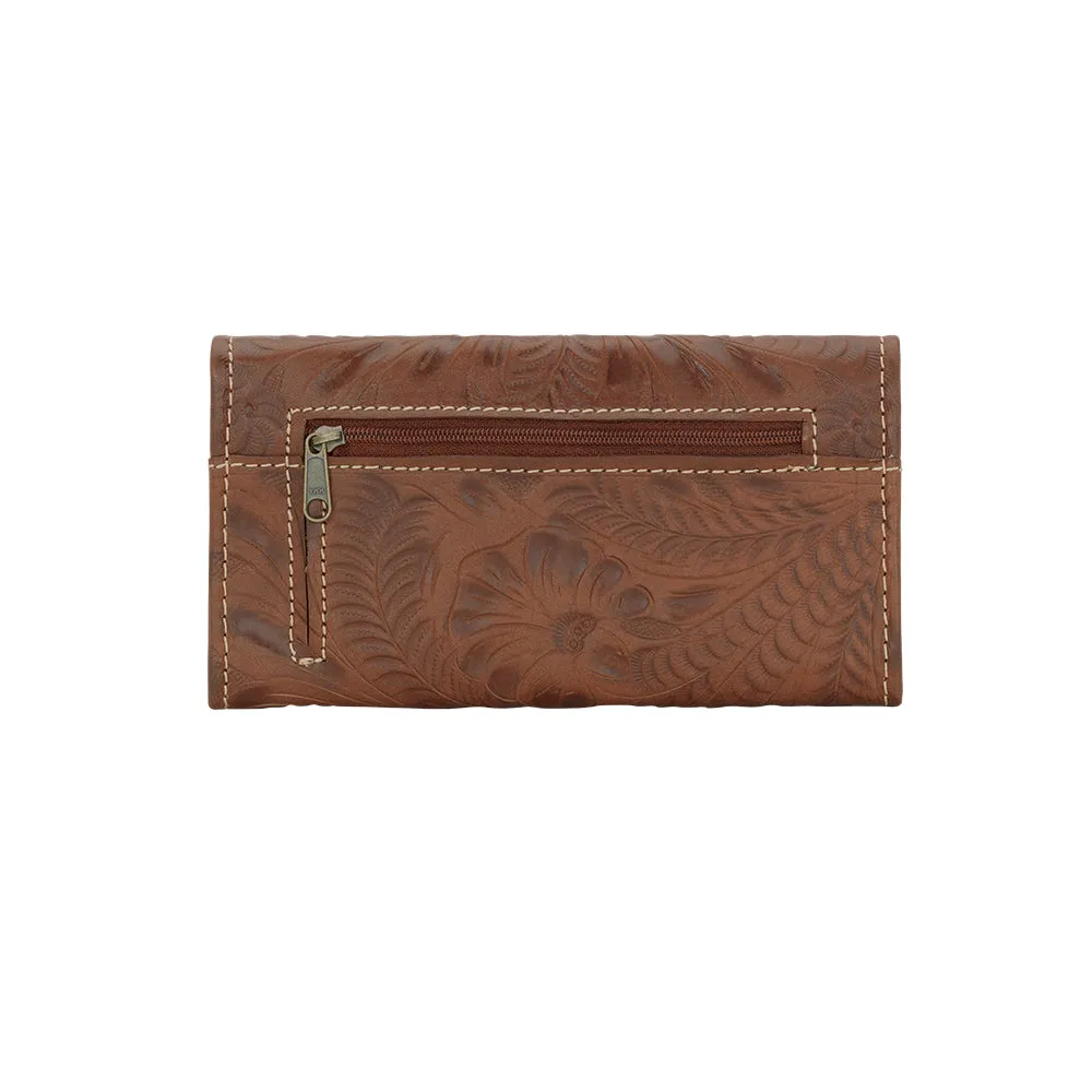 Annie's Secret Collection Ladies' Tri-Fold Wallet - Distressed Cream and Antique Brown