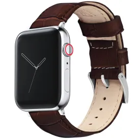 Apple Watch Coffee Brown Alligator Grain Leather Watch Band