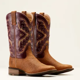 Ariat Ladies 10051023 San Angelo VentTEK 360 Western Boots in Tooled Toasted Almond & Aged Merlot