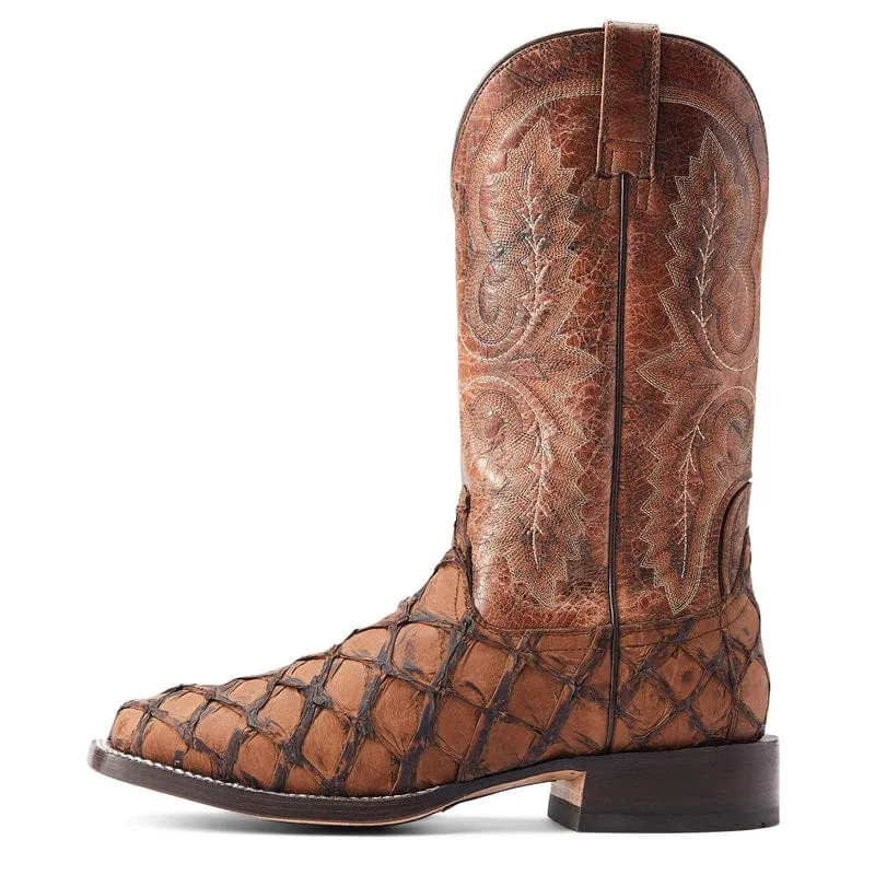 Ariat Men's Deep Water Aged Tan Pirarucu Square Toe Exotic Western Boots 10044421