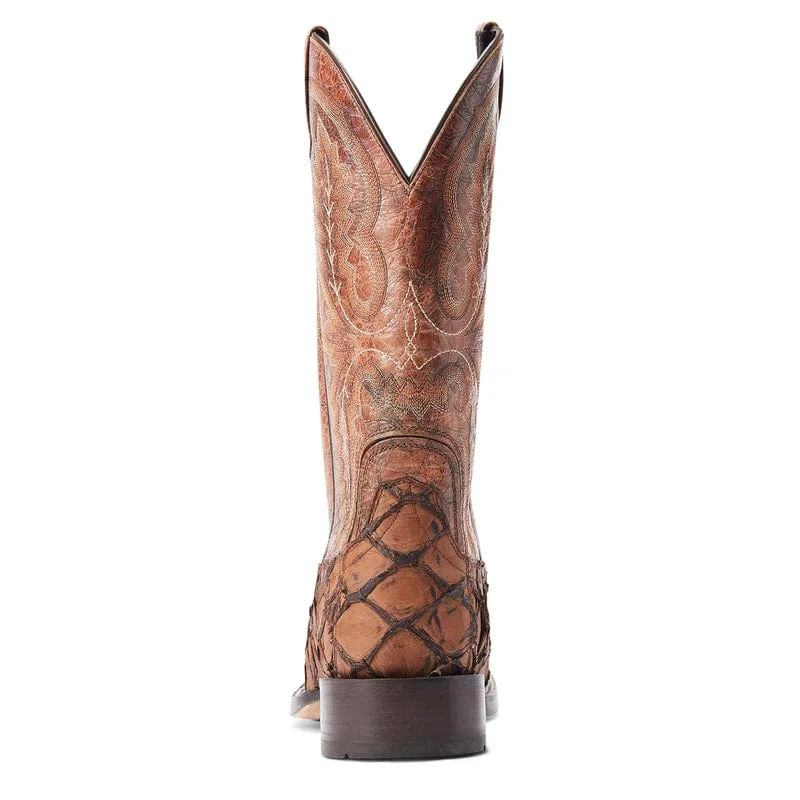 Ariat Men's Deep Water Aged Tan Pirarucu Square Toe Exotic Western Boots 10044421