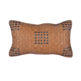 Basket Weave Genuine Leather Pillow