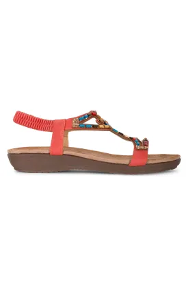 Bead & Diamante Sandal | ORANGE | MARIELLA AB