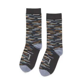 Broken Stripe - Organic Cotton Crew Socks - Asphalt