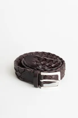 Brown Braided Leather Belt