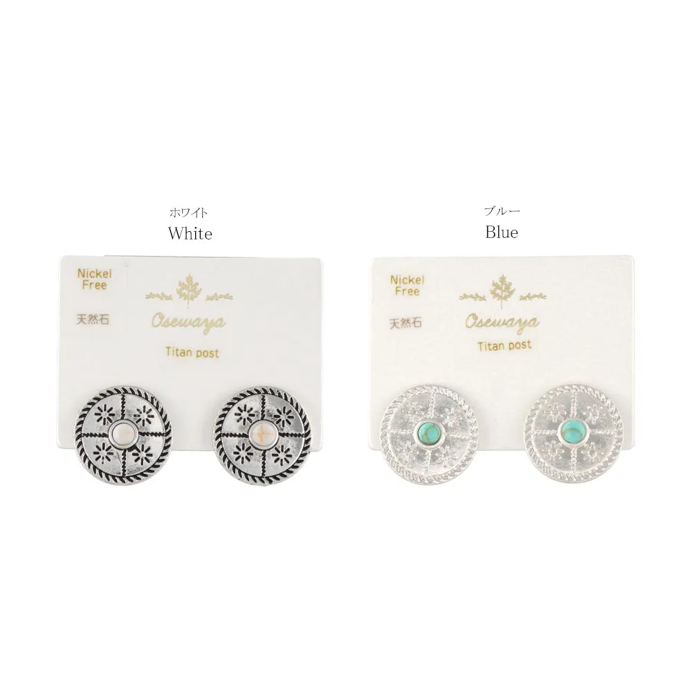 Concho Stud Titanium Earrings