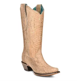 Corral Women's 13" Nude Full Python Snip Toe Western Boot