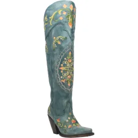 Dan Post Women's 20" Flower Child Turquoise Snip Toe Western Boot