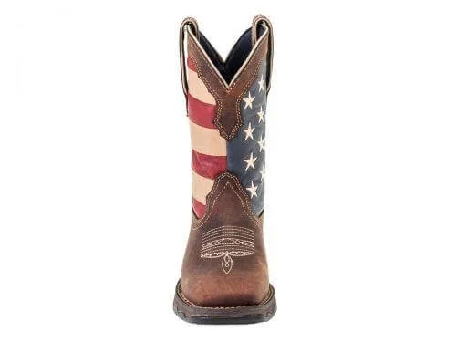 Durango Women's 10" Patriotic Square Toe Pull-On Western Flag Boot