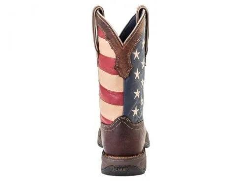 Durango Women's 10" Patriotic Square Toe Pull-On Western Flag Boot