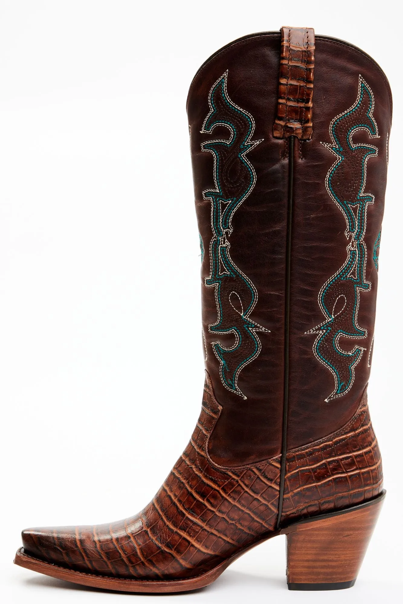 Frisk Me Brown Printed Leather Western Boots - Snip Toe