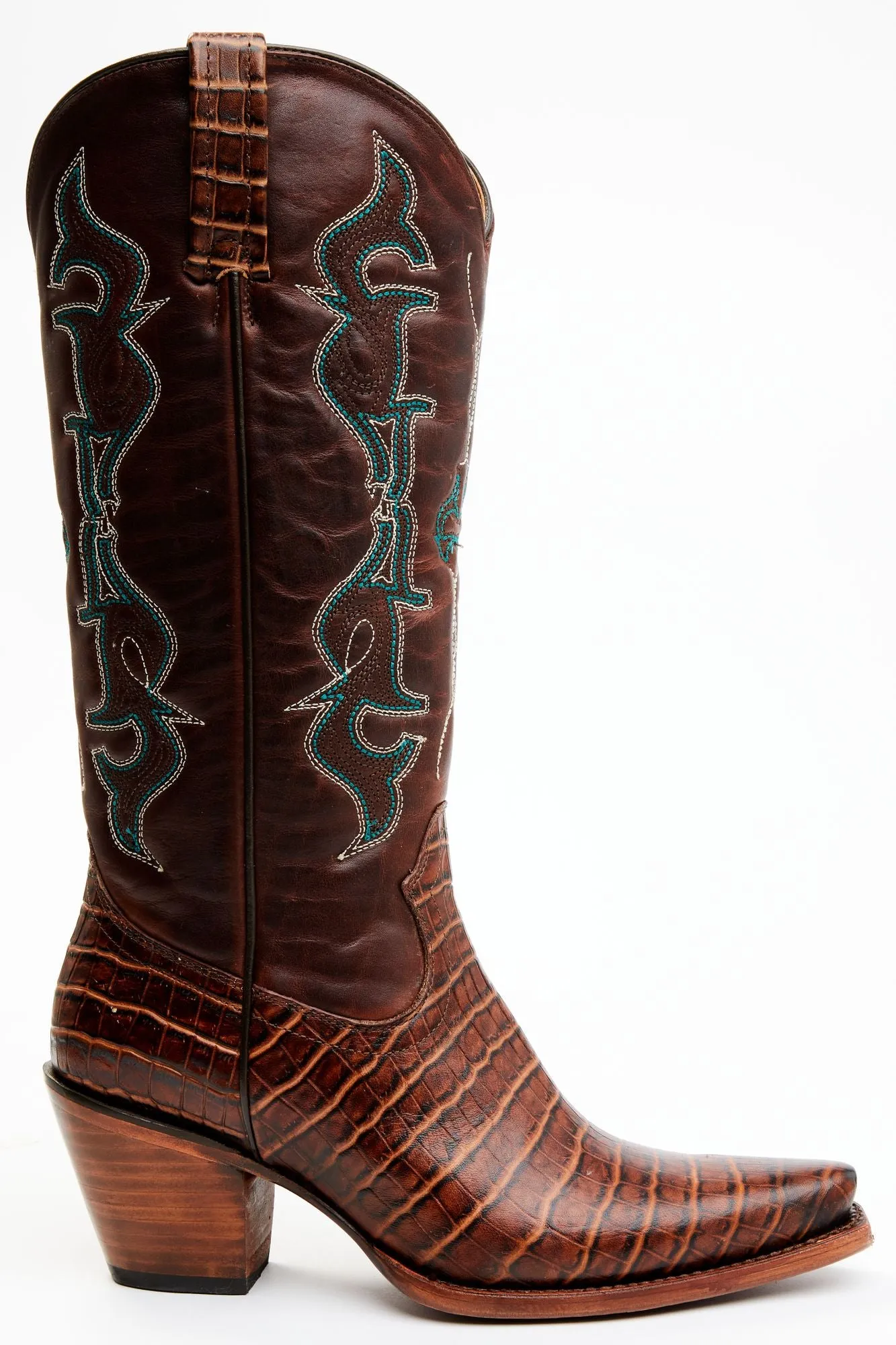 Frisk Me Brown Printed Leather Western Boots - Snip Toe