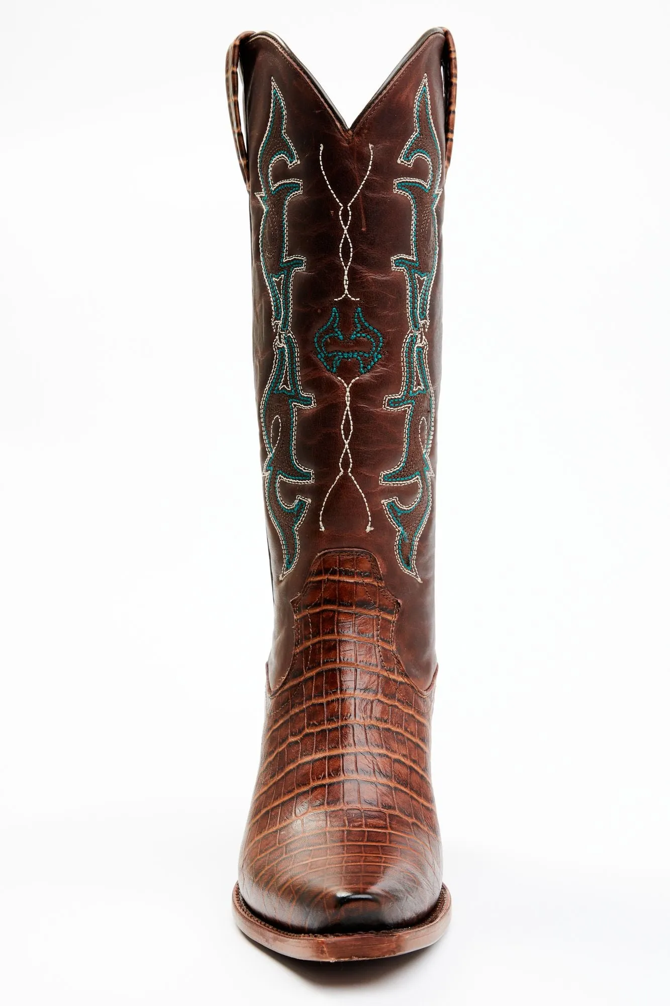 Frisk Me Brown Printed Leather Western Boots - Snip Toe