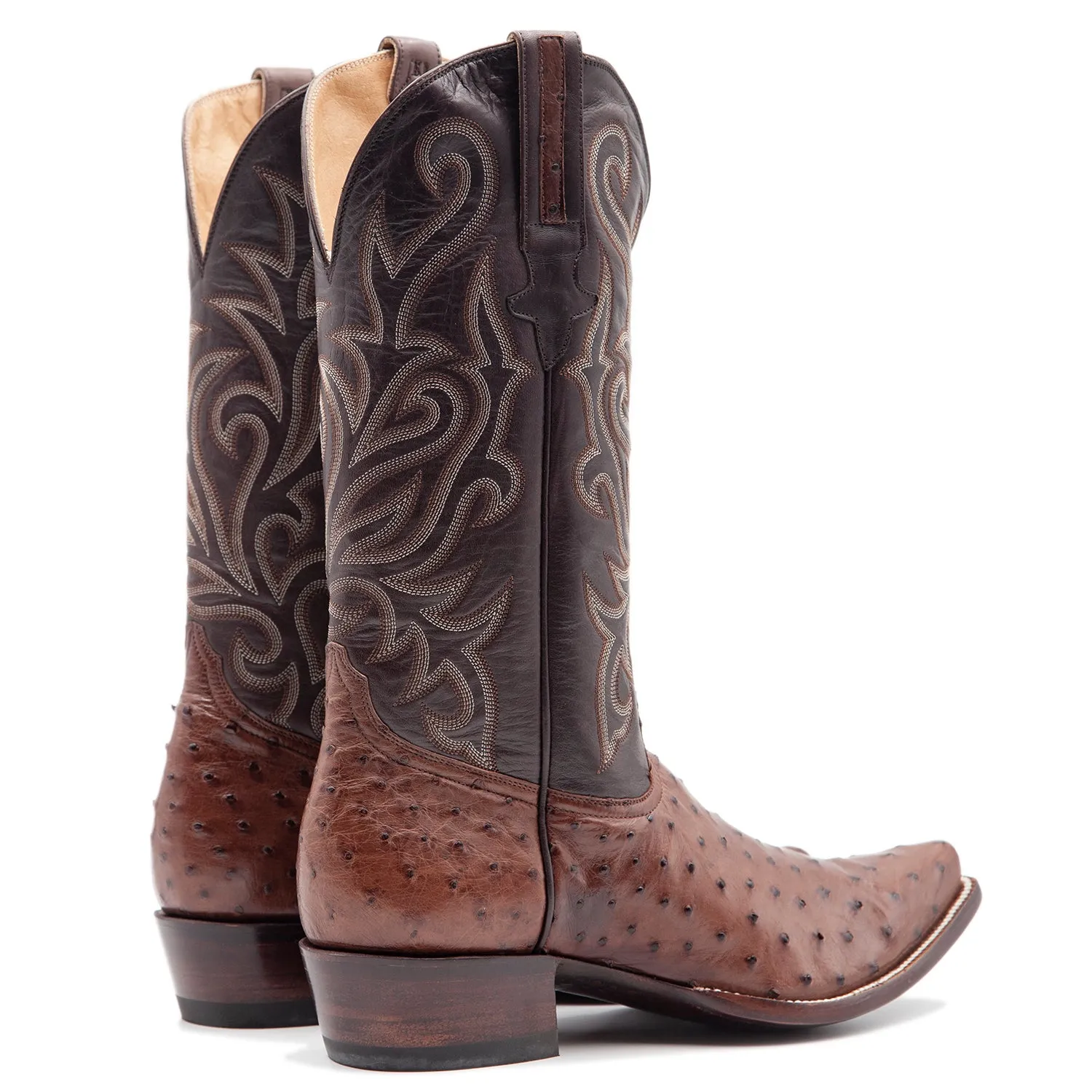 Full Quill Ostrich Boot in Brown