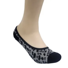 Gray Animal Print No Show Liner Socks for Women