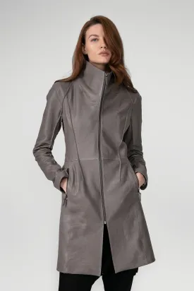 Grey Leather Coat