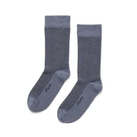 Herringbone- Textured Organic Cotton Crew Socks - Slate