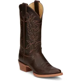 Justin Women's 12" Rosey Espresso Cowhide Round Toe Western Boot