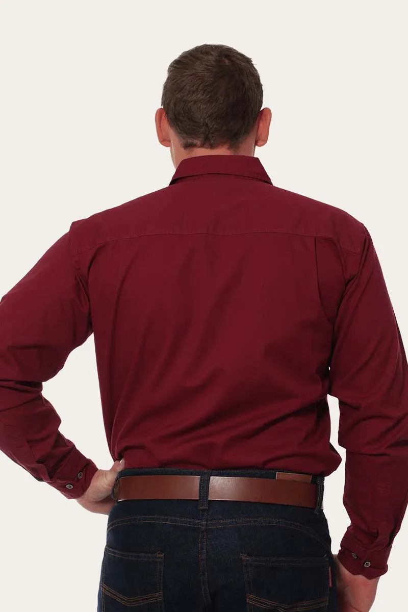 King River Mens Full Button Work Shirt - Burgundy