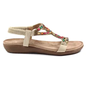 Lunar JLH331 BG Mariella Beige Beaded Sandal