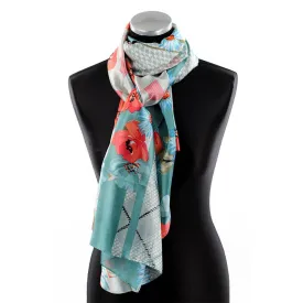 Oversized Floral Printed Scarf - Green