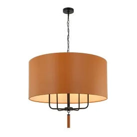 Secret Agent 368P05BLC 5-Light Pendant Light - Black/Camel Leather