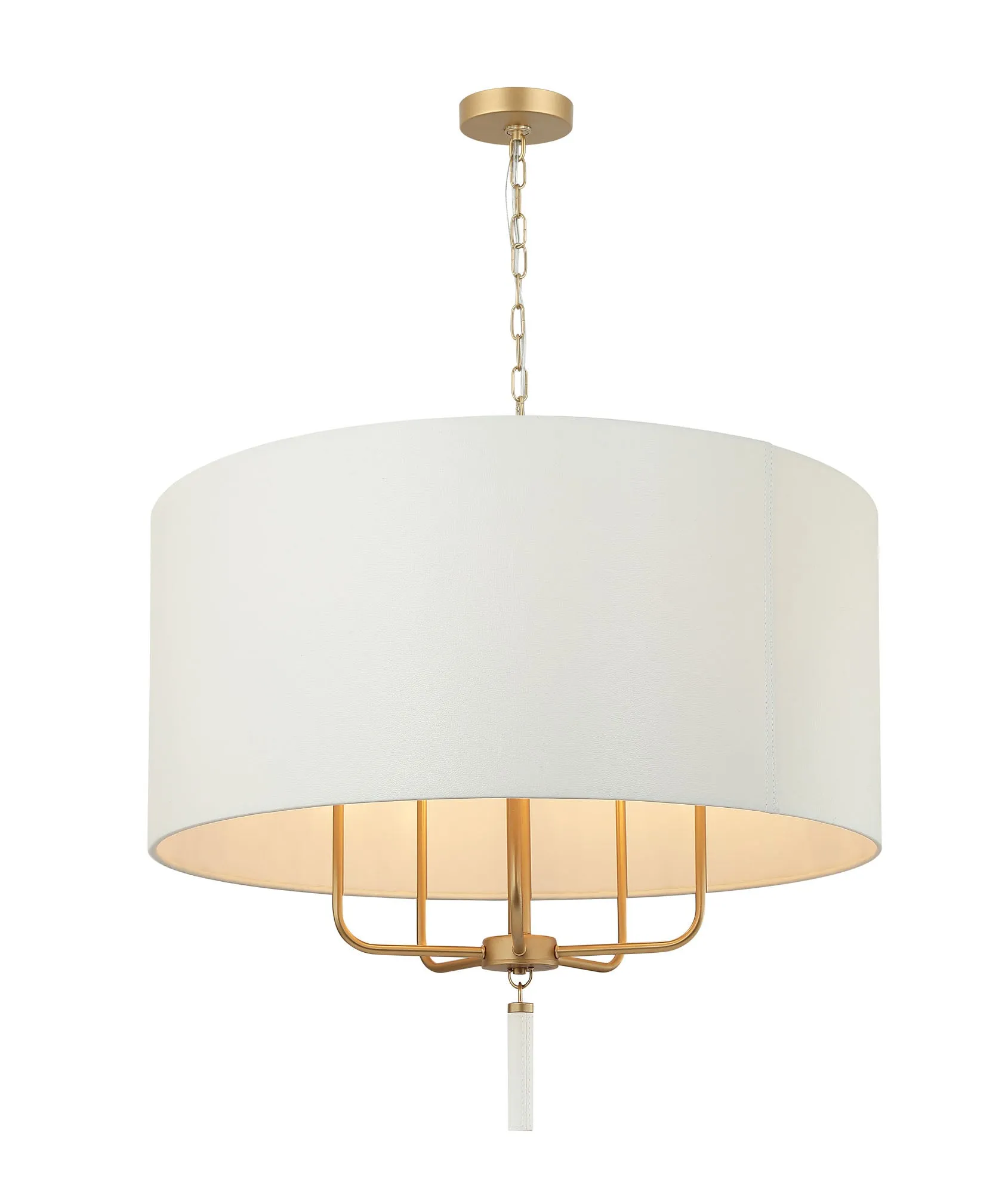 Secret Agent 368P05GOW 5-Light Pendant Light - Painted Gold/White Leather