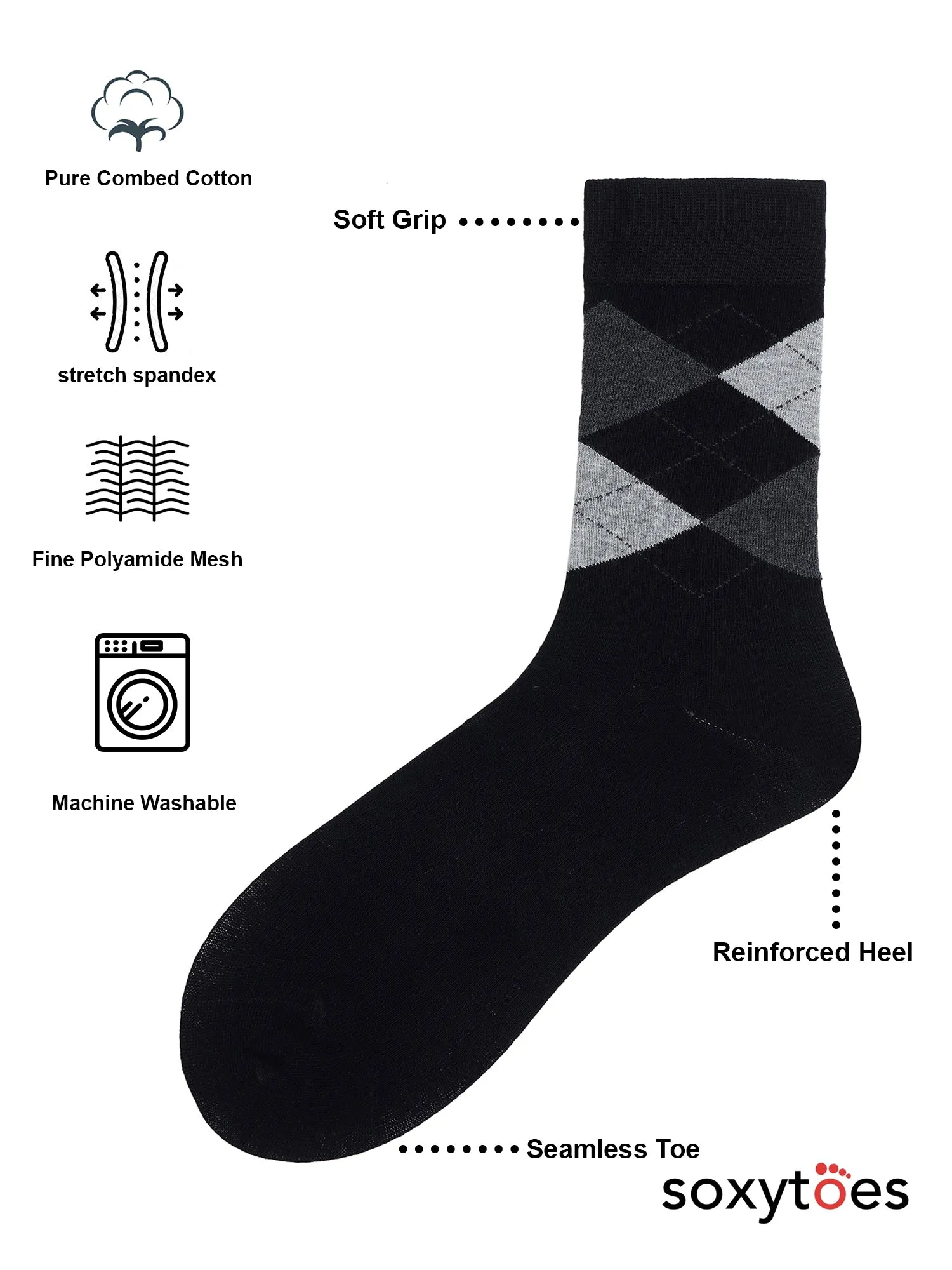 Spaceman | Black Mid-Calf Socks For Men | 1 Pair