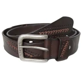 Stitched Dark Brown Leather Belt