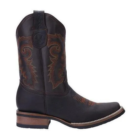 VE-517 BROWN Men's Western Boots: Square Toe Cowboy & Rodeo Boots in Genuine Leather