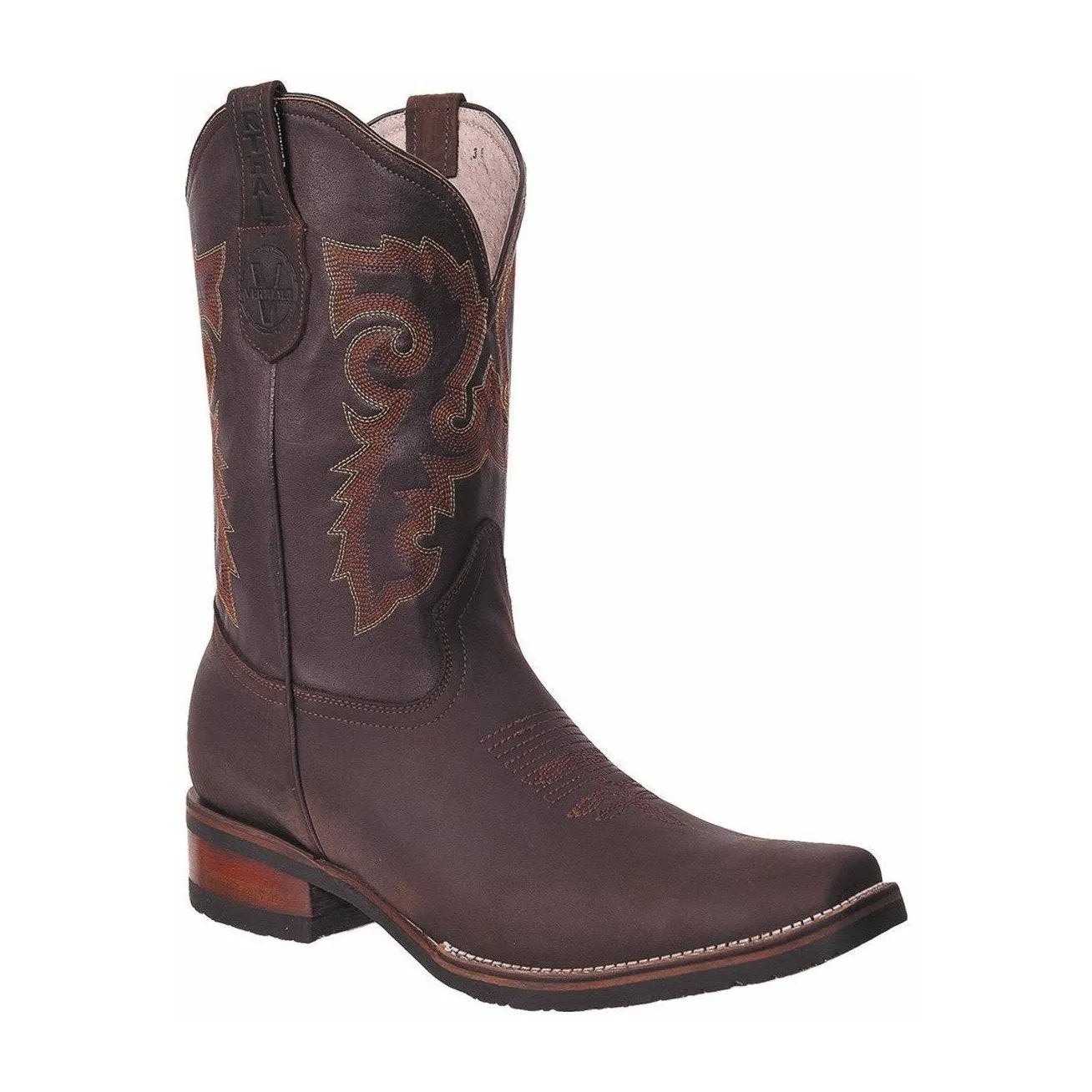 VE-517 BROWN Men's Western Boots: Square Toe Cowboy & Rodeo Boots in Genuine Leather